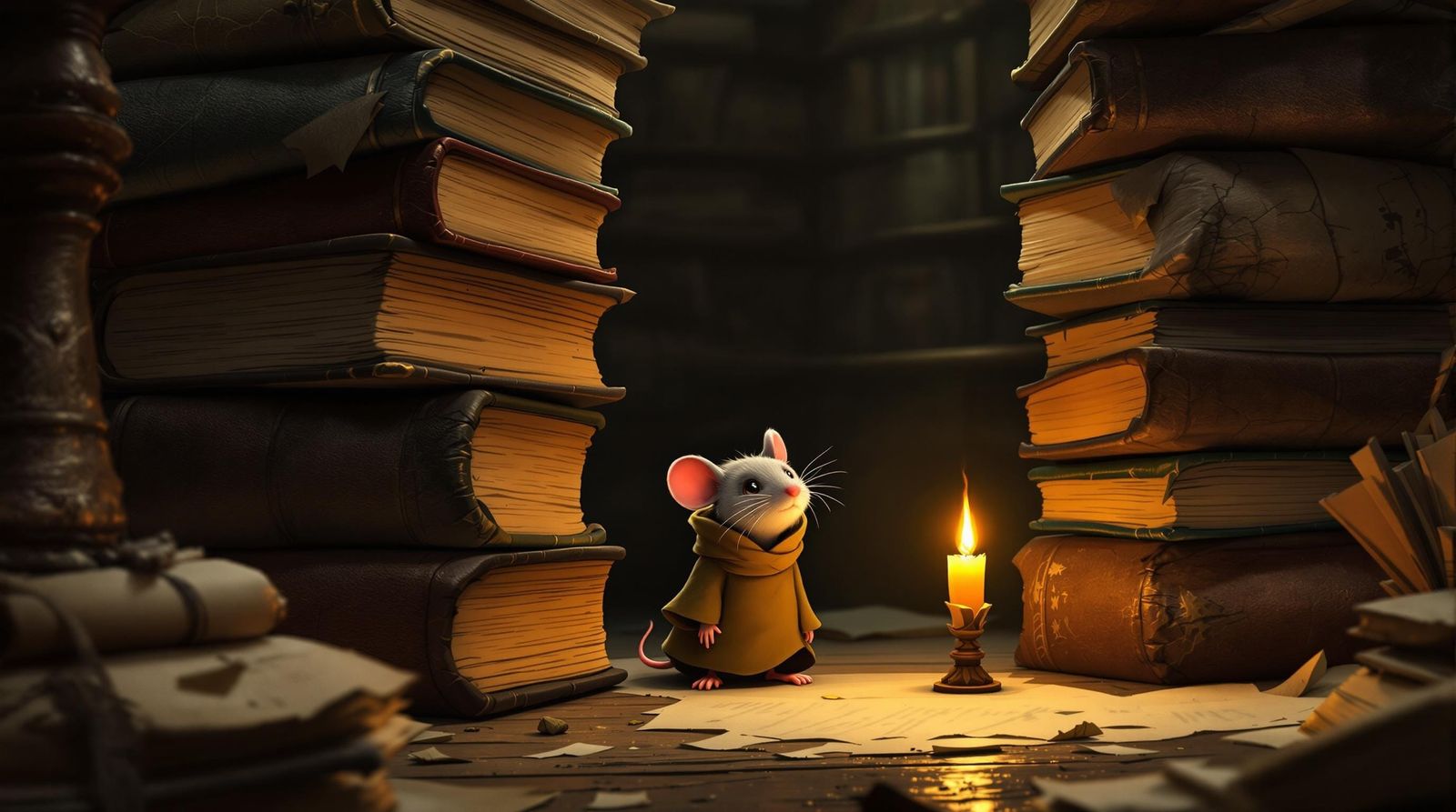 Mouse in Library: Whimsical Animation with Photorealistic Te...
