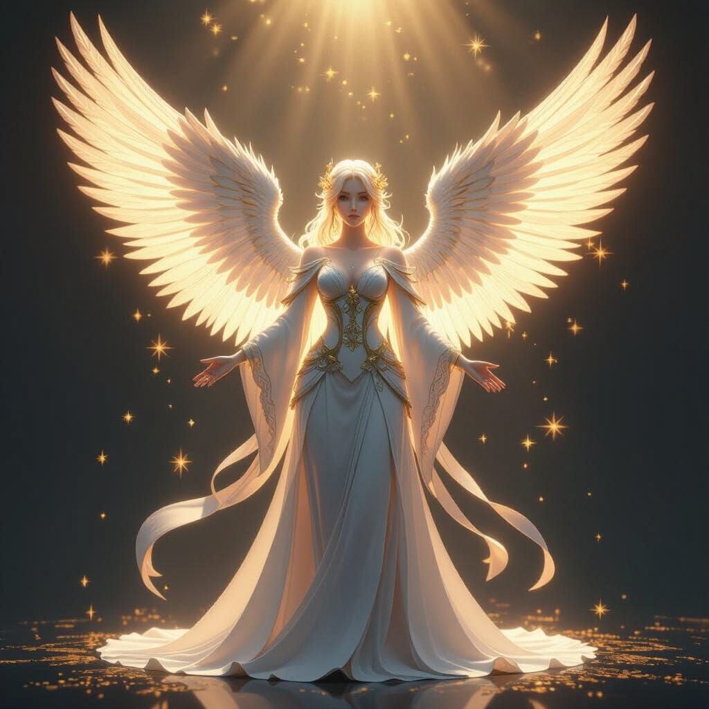 Celestial Angel of Abundance in 3D Anime Style