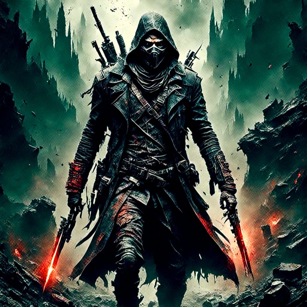 Epic Dark Sci-Fi Fantasy Warrior Creature