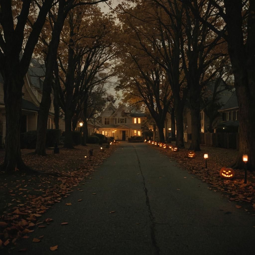 Ominous Halloween Night Scene in Cinematic Style