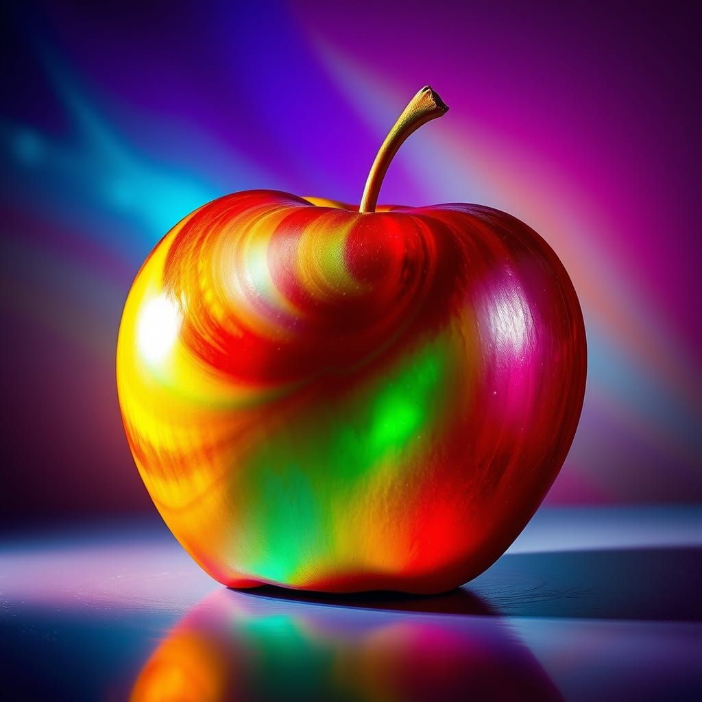Vibrant Apple in Whirling Colors