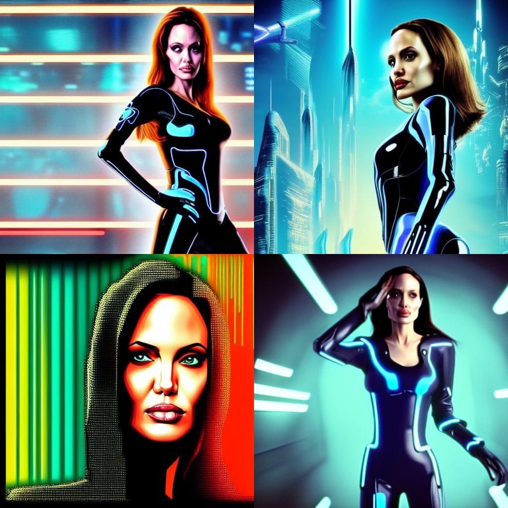 Angelina Jolie in Tron: 8-bit Cyberpunk Clip Art