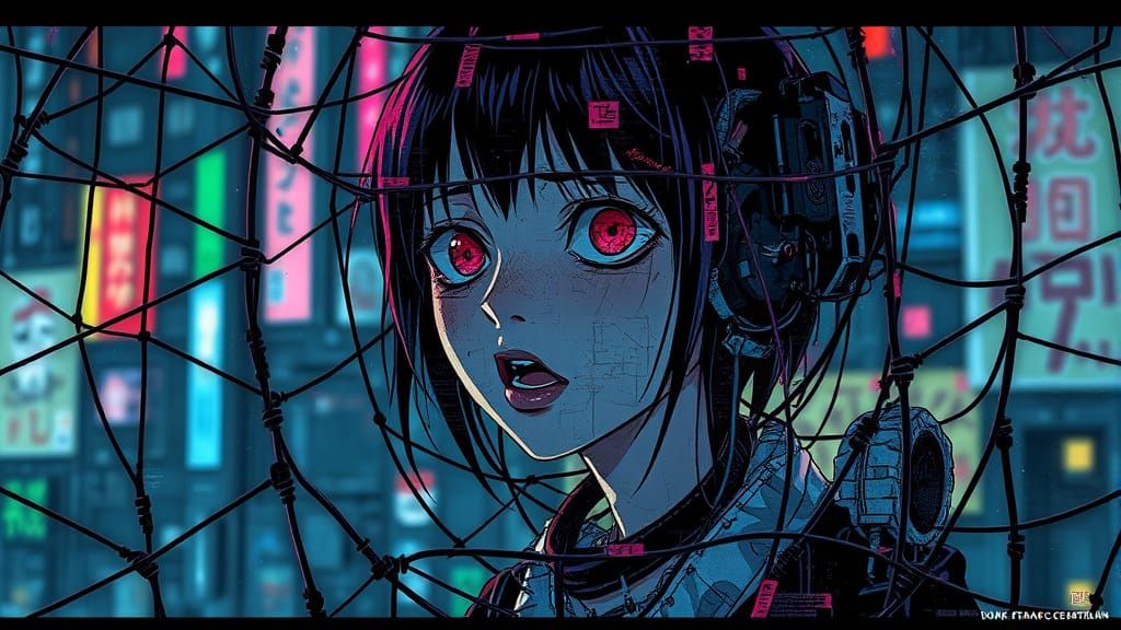 Grotesque Glitch of Lain Inspired by Junji Ito