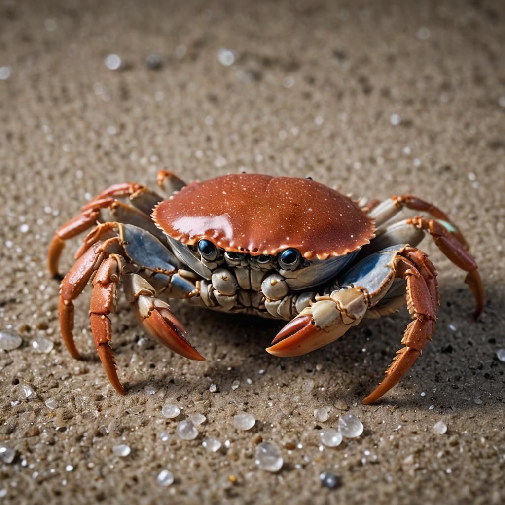 Hyper-Realistic Macro Photograph of a Crab