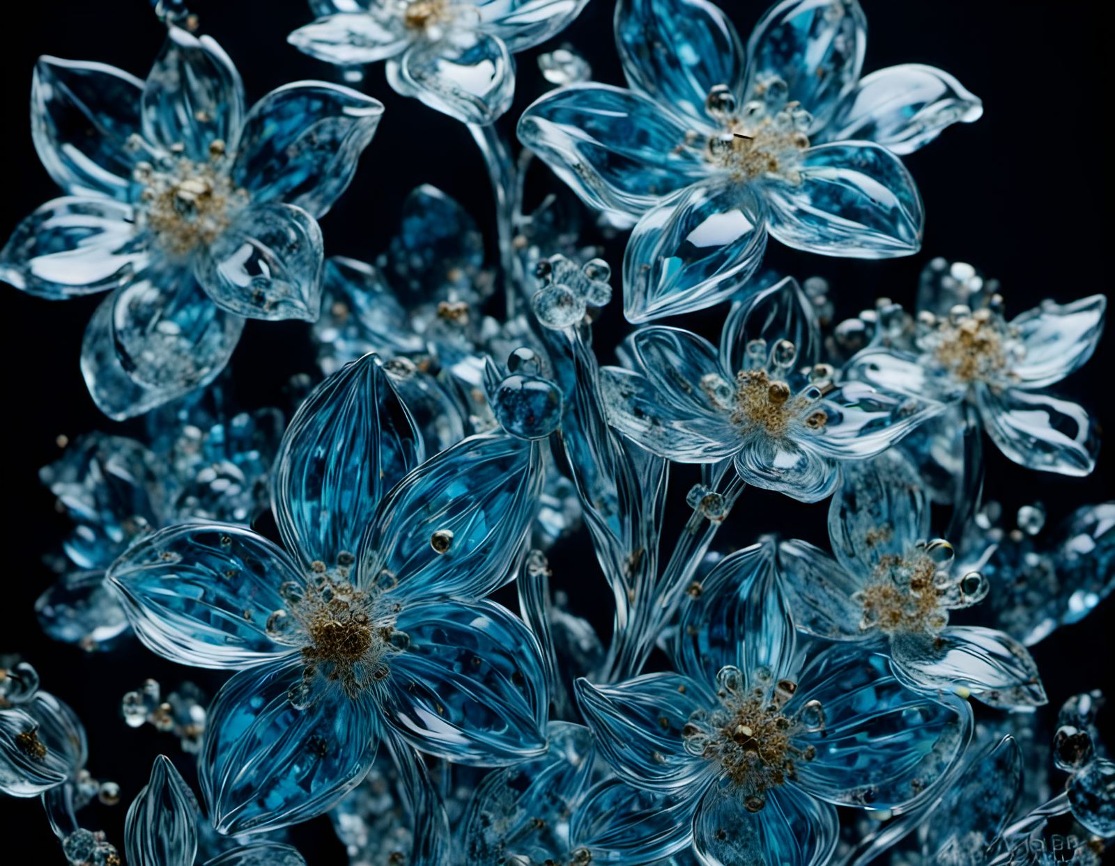 Colorful Glass Blossom Sculpture in Transparent Layers