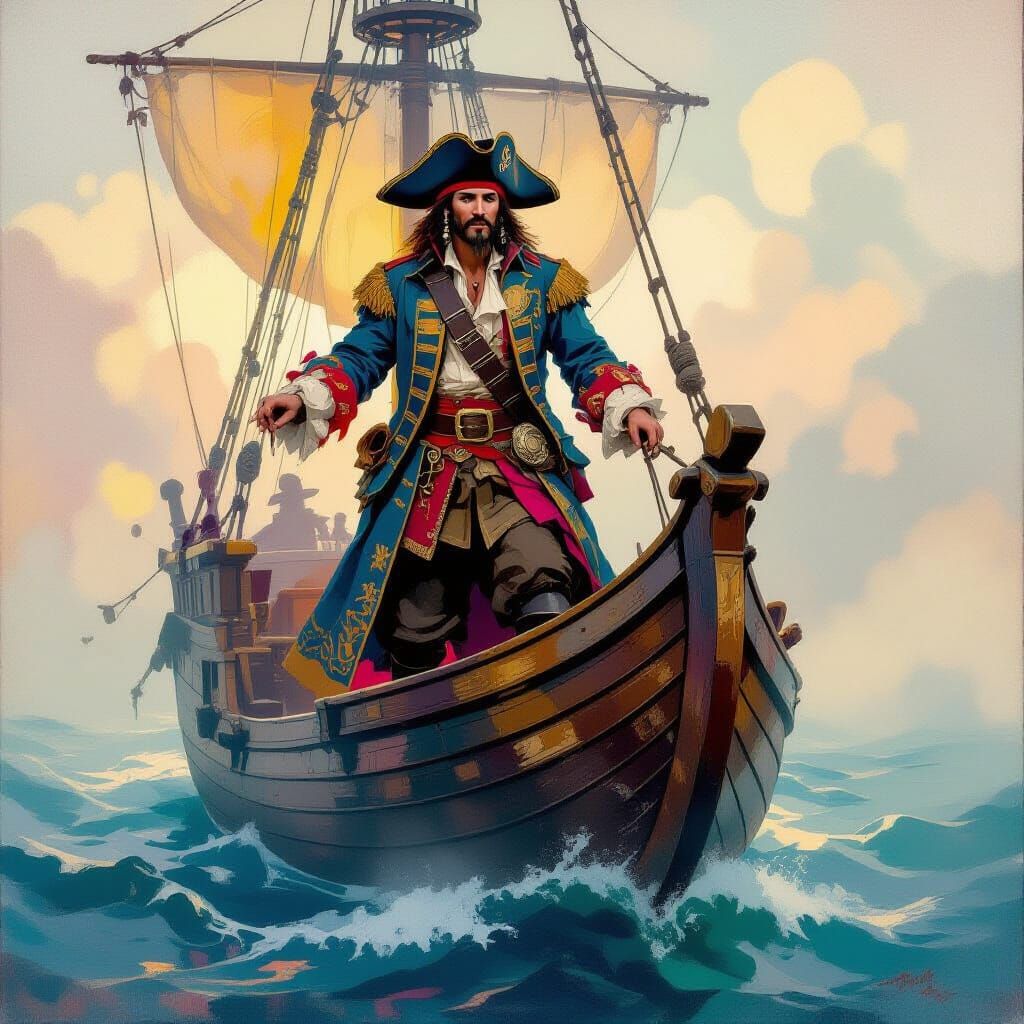 Pirate Ship in Dreamlike Rothko-Klee Style