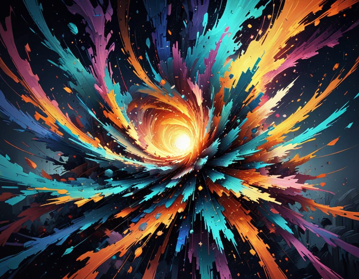 Cosmic Canvas of Swirling Pixels: Vibrant, Dynamic Digital A...