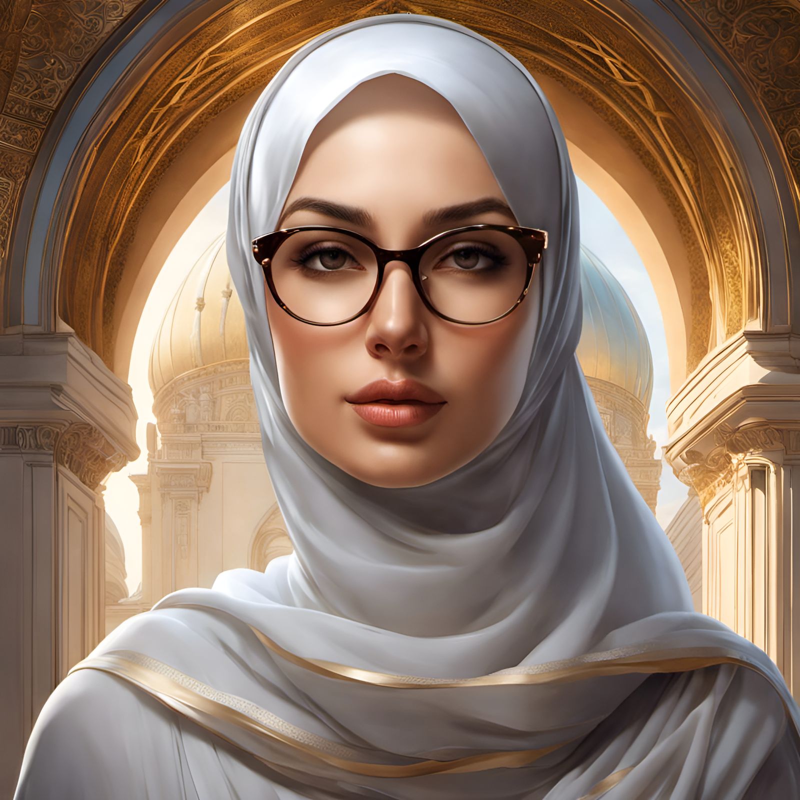 Elegant Woman in Hijab: Hyperdetailed Portrait