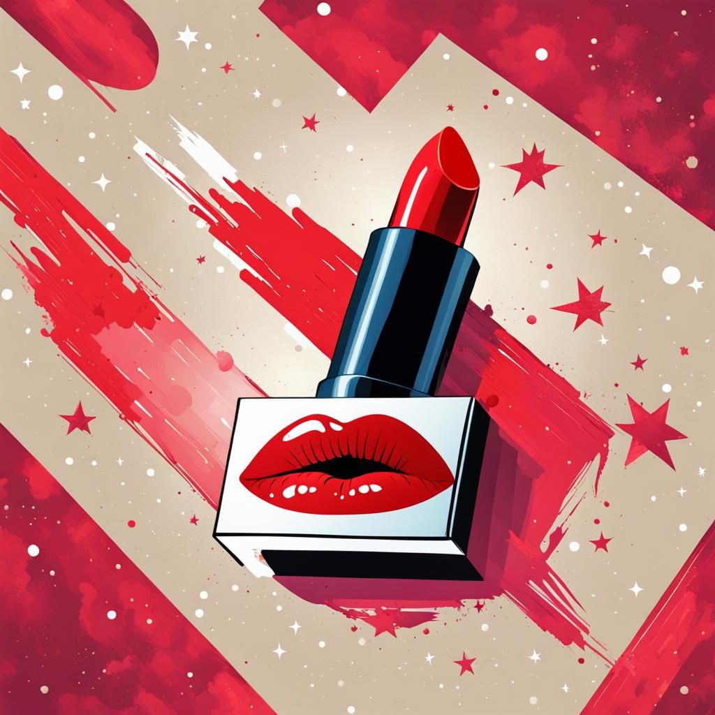 Pop Art Lipstick Tube Floating Among Stars