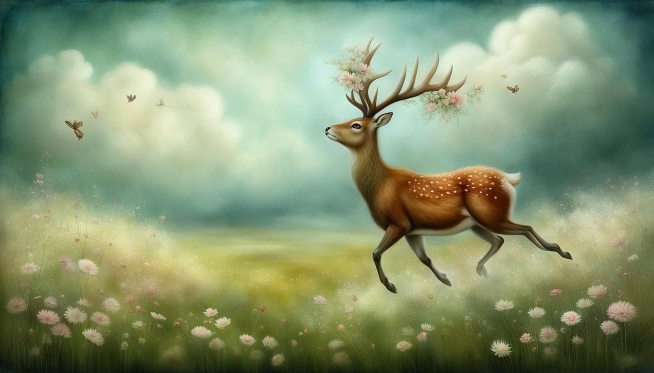 Image: Fantasy; the deer in spring.