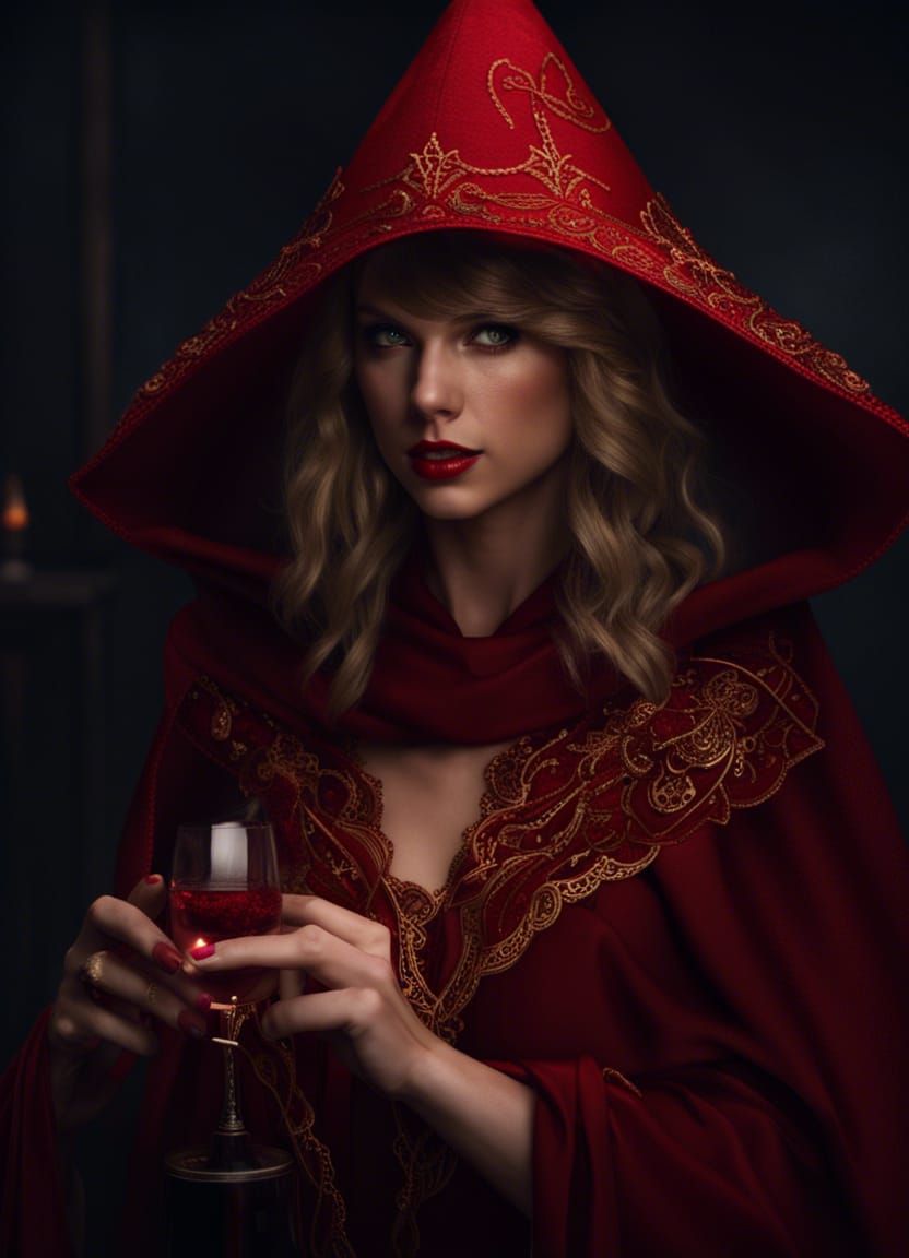 Blood Mage with Ruby Hat in Gloomy 8K