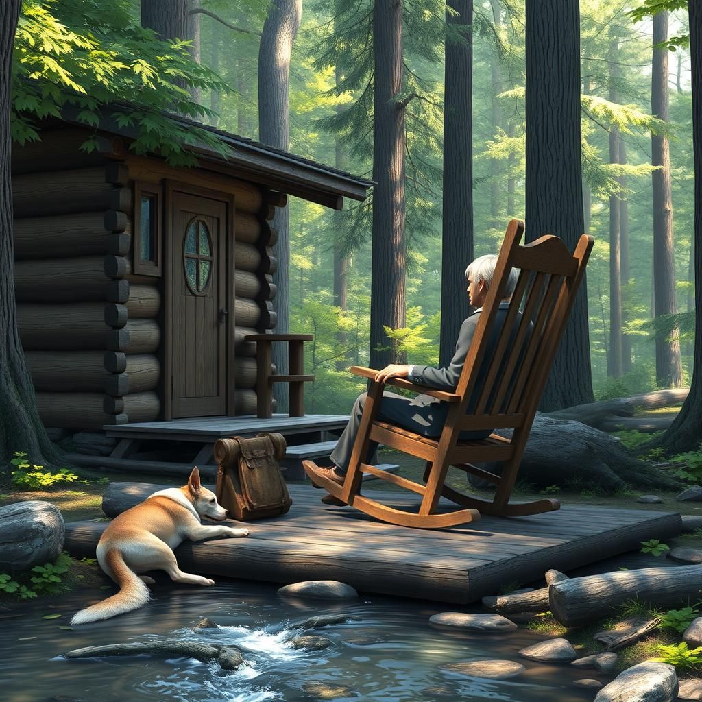 Secluded Log Cabin with Hunter, Genshin Impact Style
