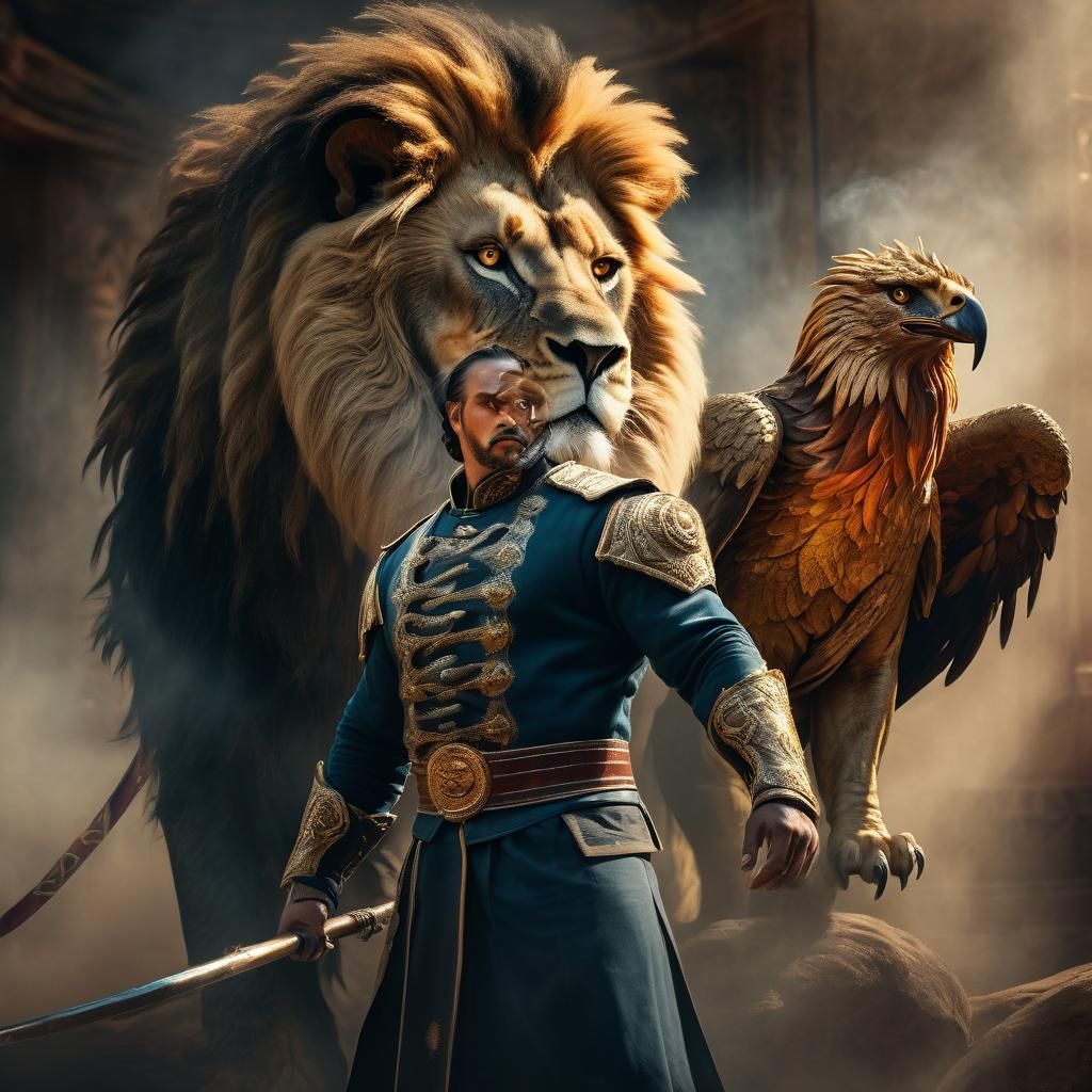 Majestic Phoenix and Lion Tamer in Digital Art