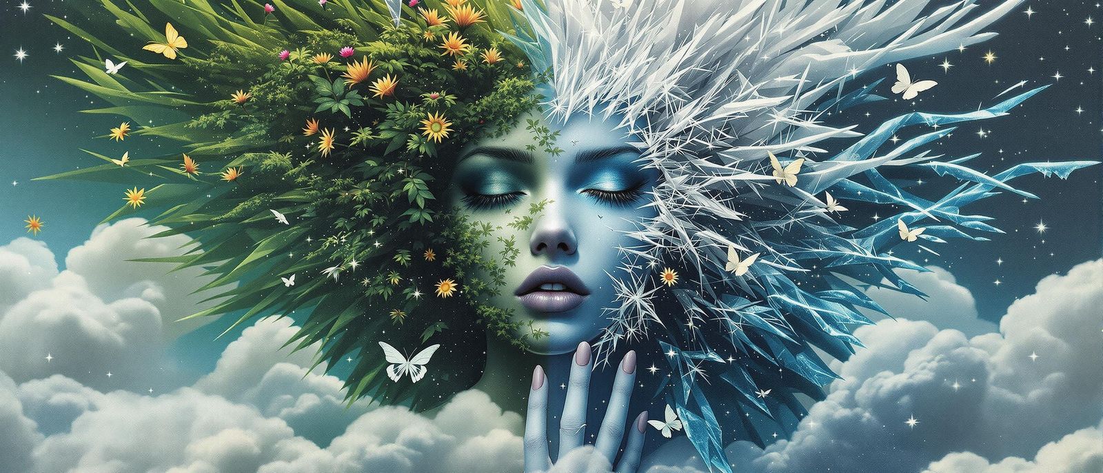 Manhwa Angel: Surreal Double Exposure Portrait