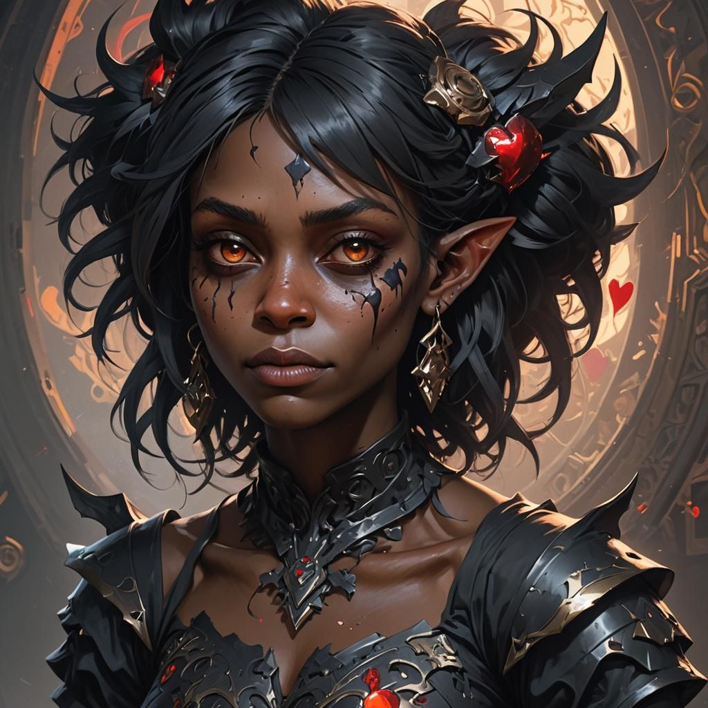 Goblin Girl Portrait in Art Nouveau Style