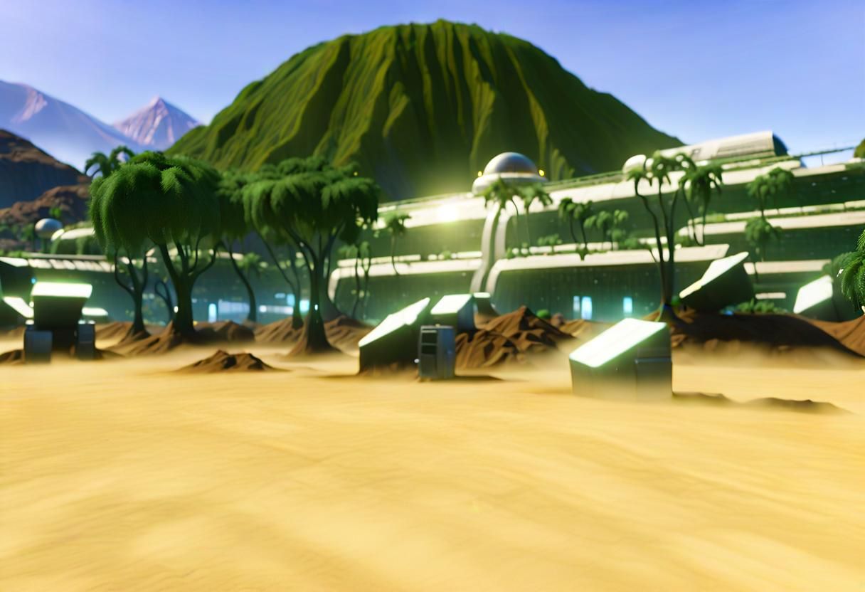 Futuristic City on Beach, Olympus Mons