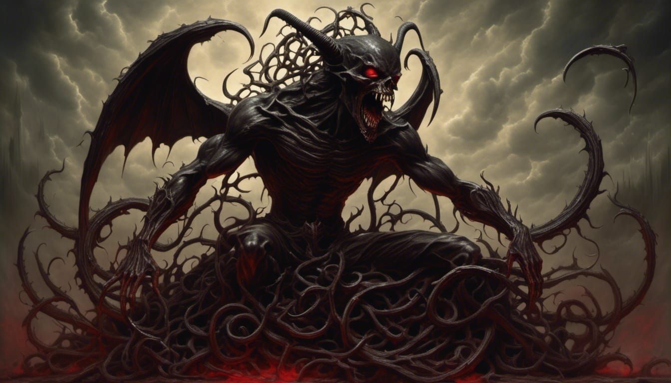 <lora:Cursed:1.0> 
<lora:Black Death:1.0>
Jackal sidekick of satan+sinister evil,perversions of pain+horror <hells frost...