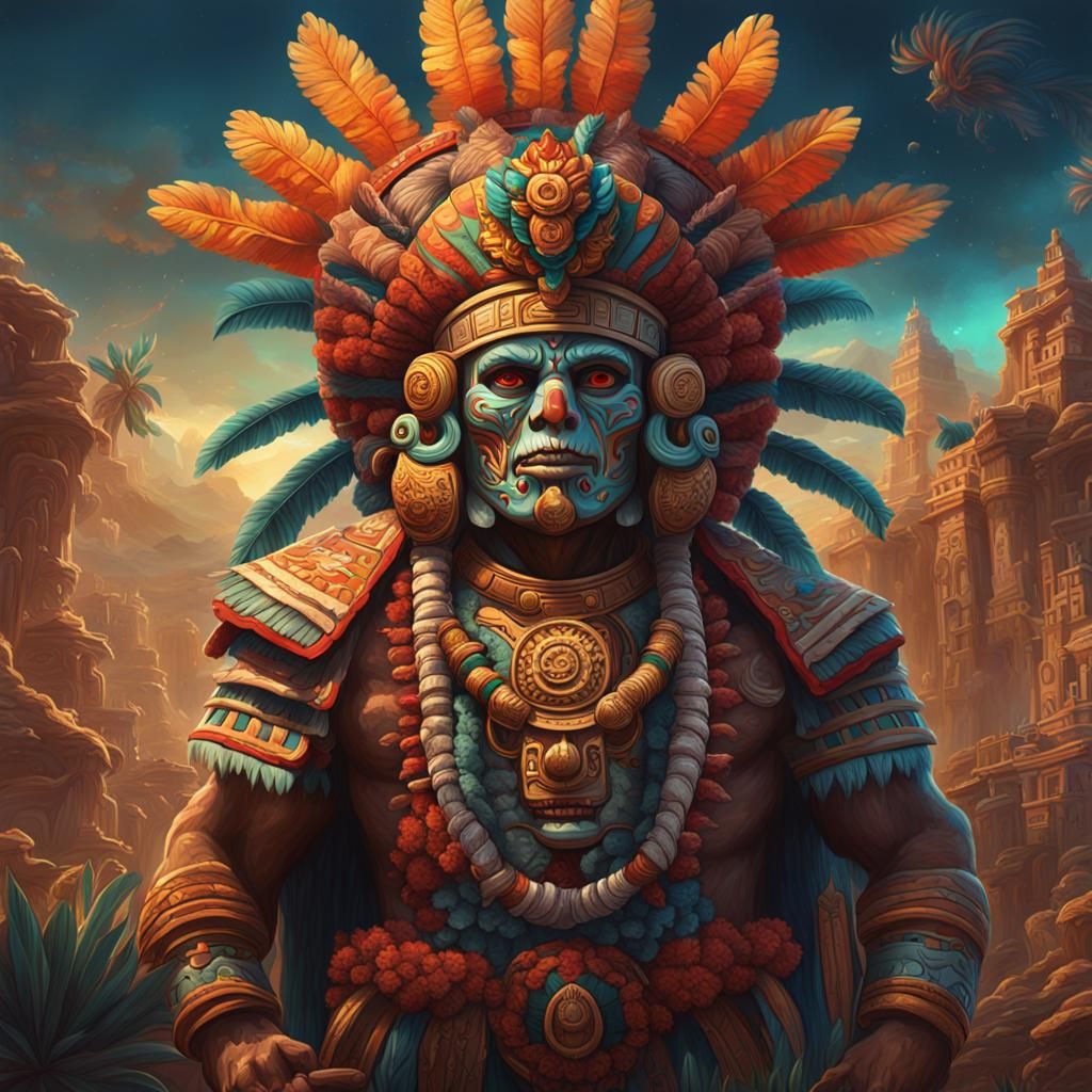 Tōnatiuh: Aztec God in Detailed Matte Painting
