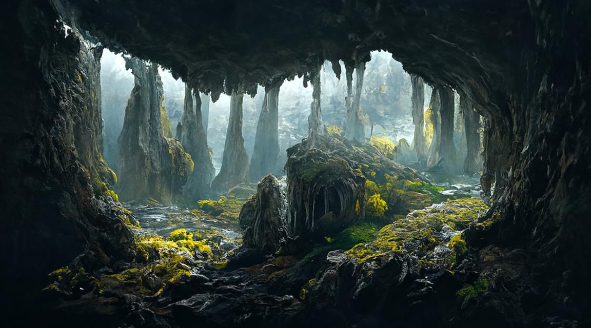 Sunlit Cave Sanctuary in Hyperrealistic Style