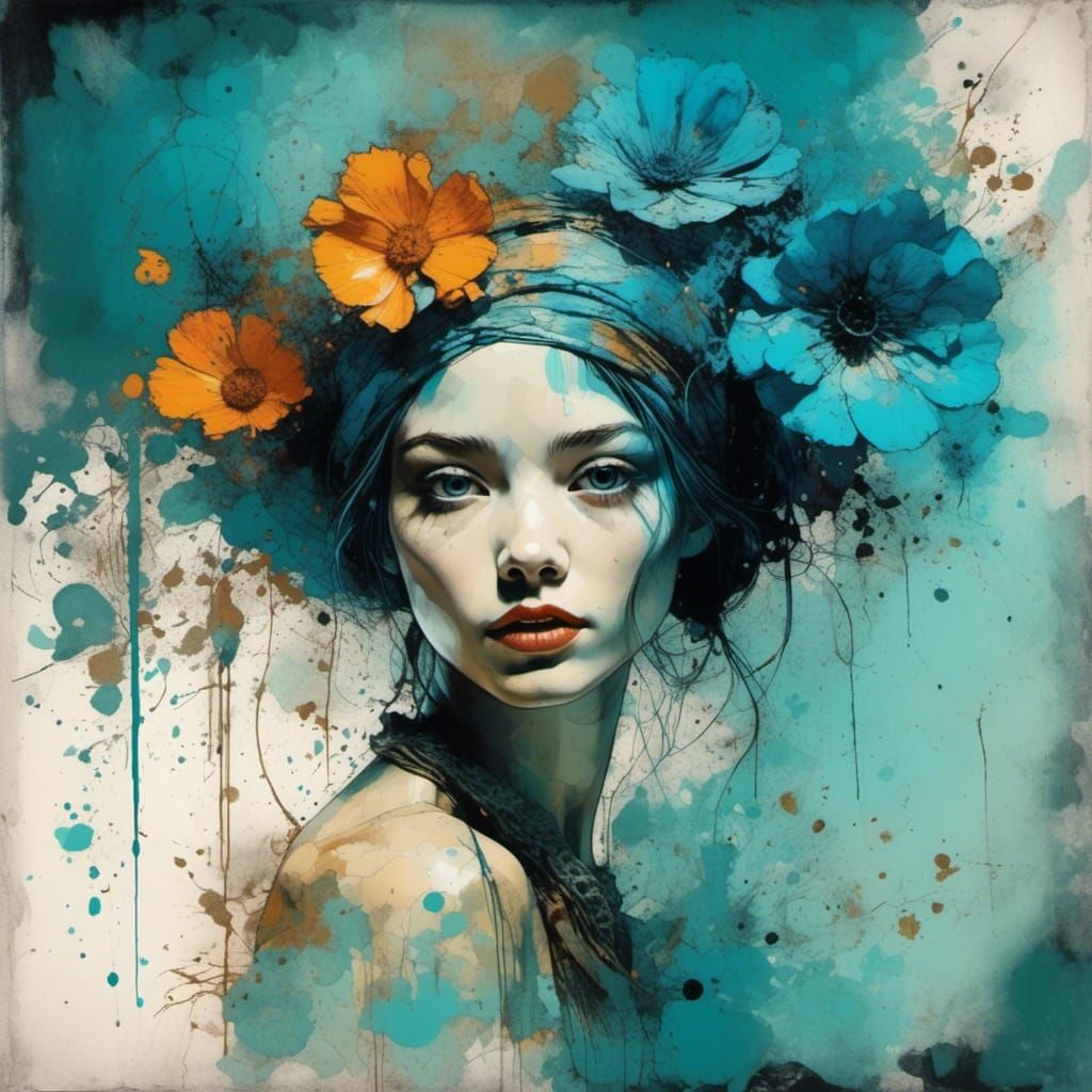 Pop Art Grunge Alcohol Ink Painting