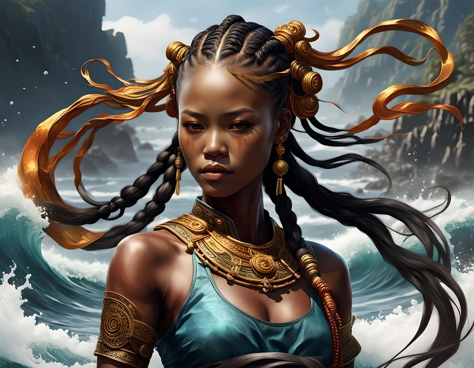 Hyperrealistic Portrait of an African-Chinese Sea Shaolin