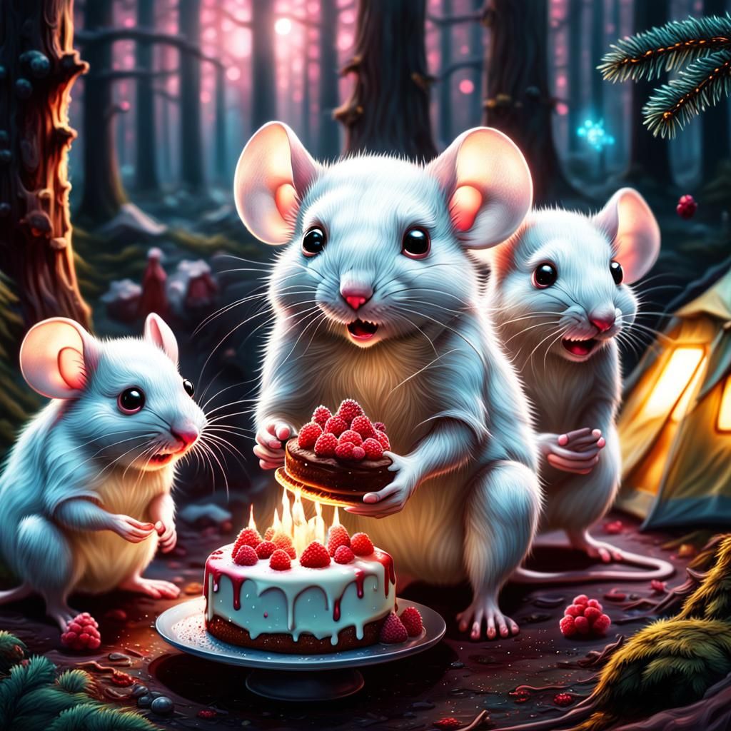 Festive Forest Christmas Celebration with Mouse Family