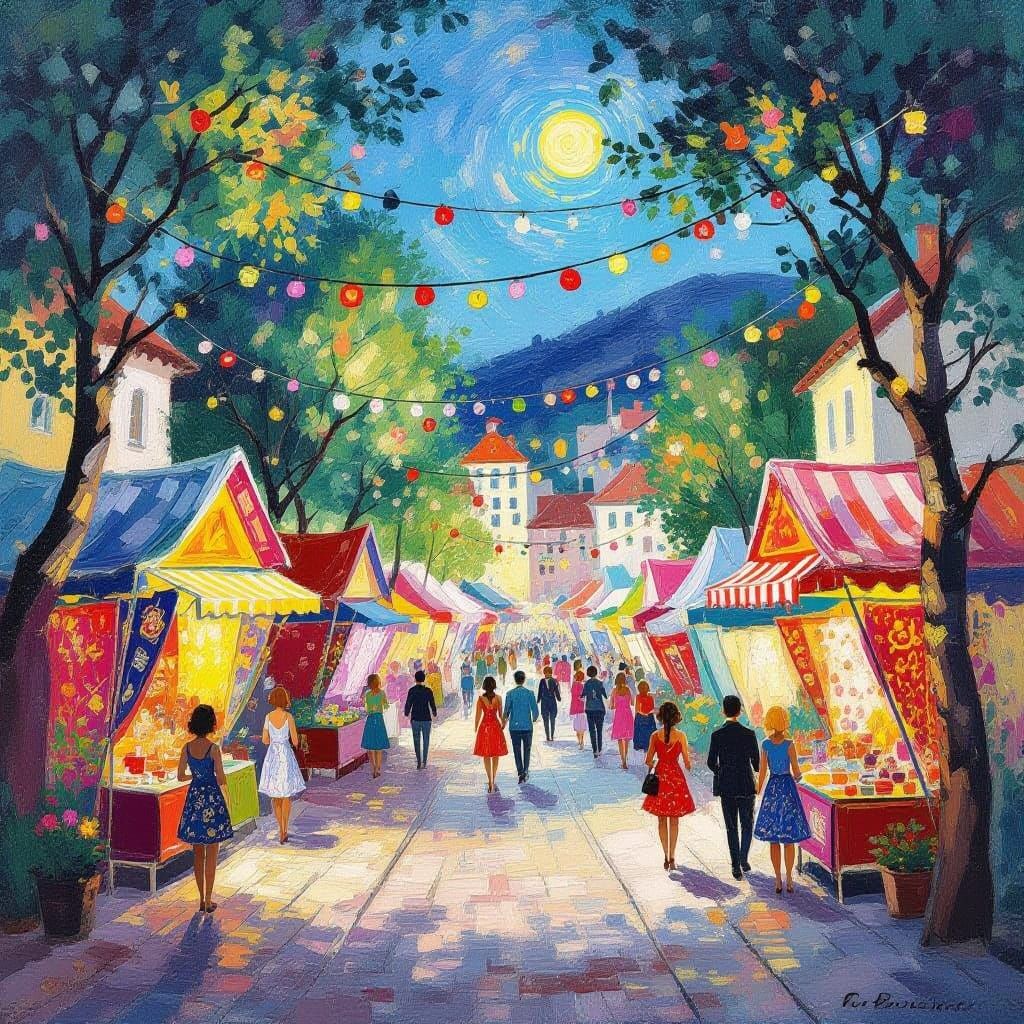 Colorful Summer Festival in Surrealist Style