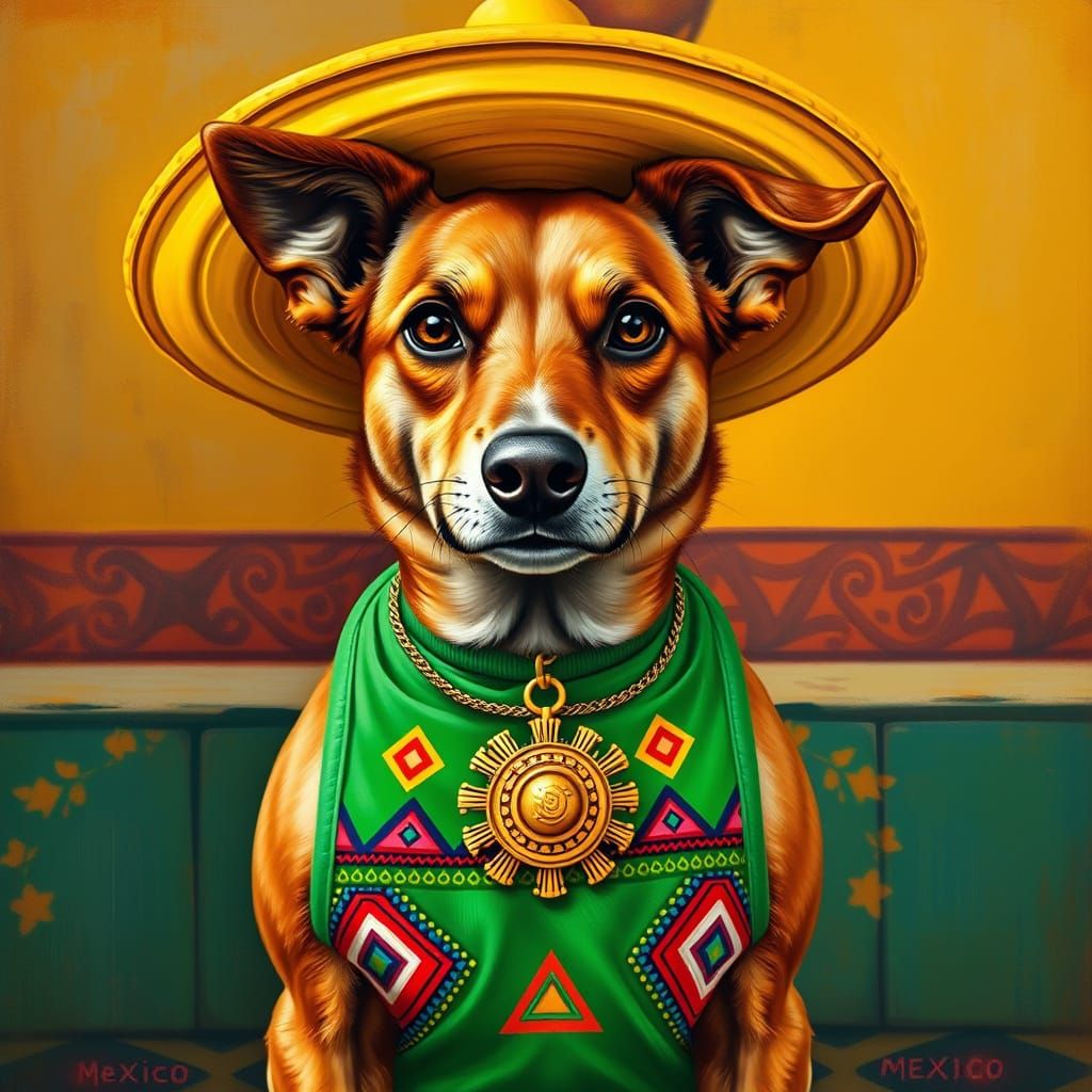 Vibrant Mexican Dog in Traditional Attire