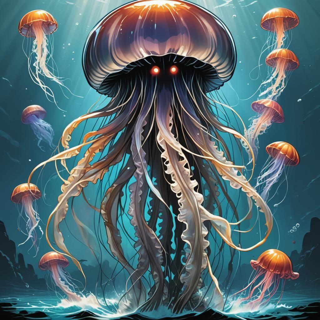 Superhero Jellyfish in Comic Book Art Style