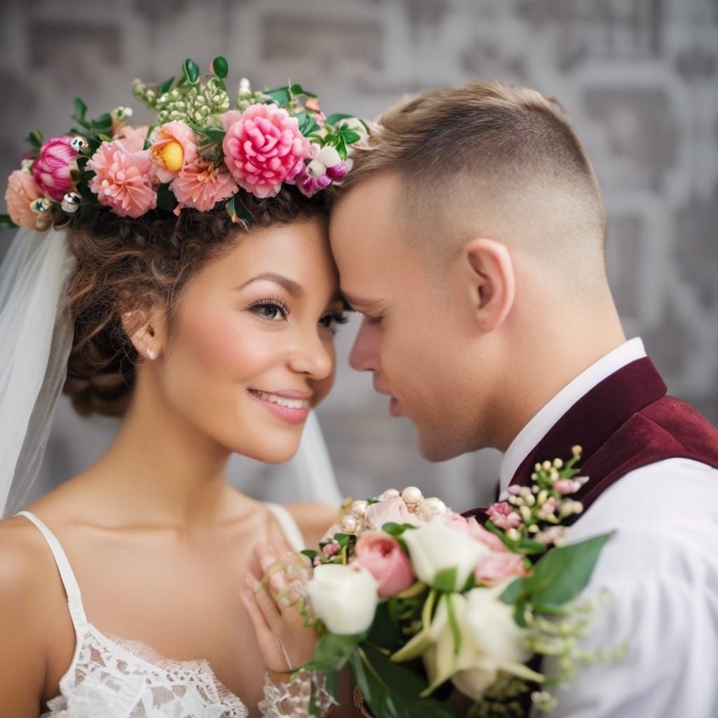 Polish Folk Art Wedding Portrait in Monidło Style