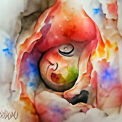 Watercolor Image of a Baby in the Womb