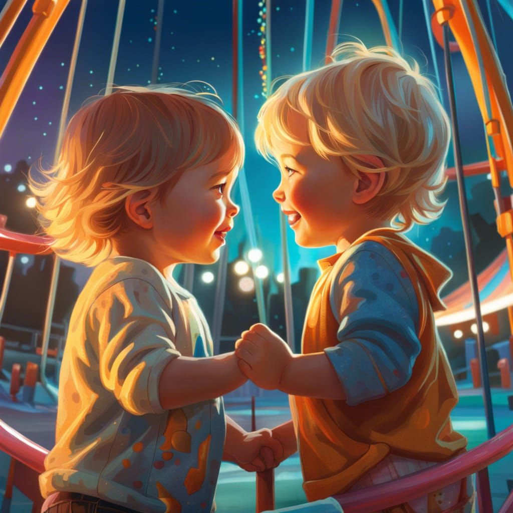 Toddlers Holding Hands: A Joyful Playground Scene