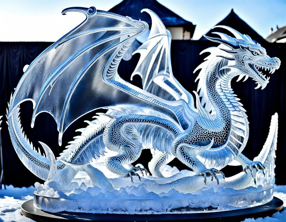 Ice Dragon Sculpture at Winter Festival