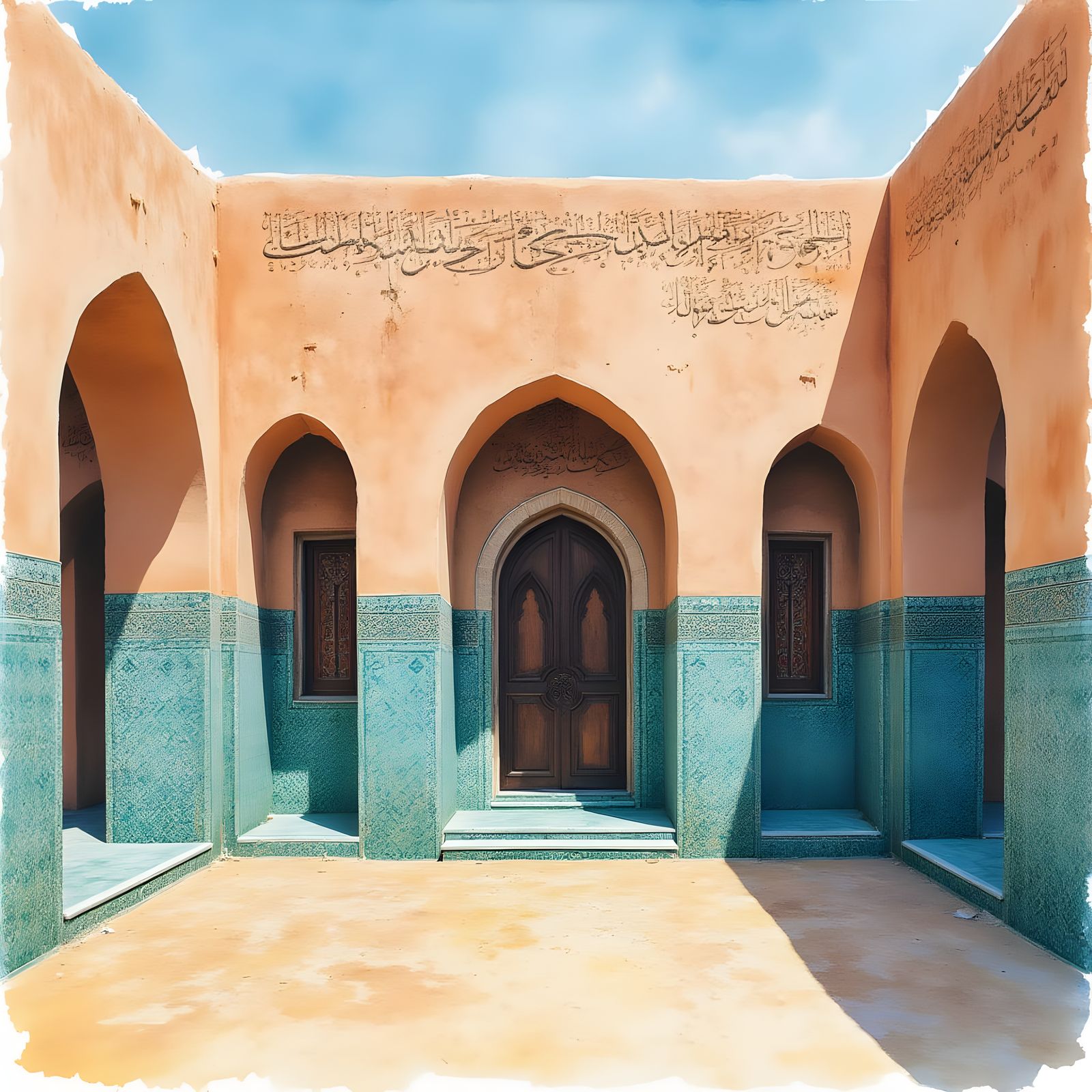 Moroccan Heritage Watercolor Art with Intricate Patterns