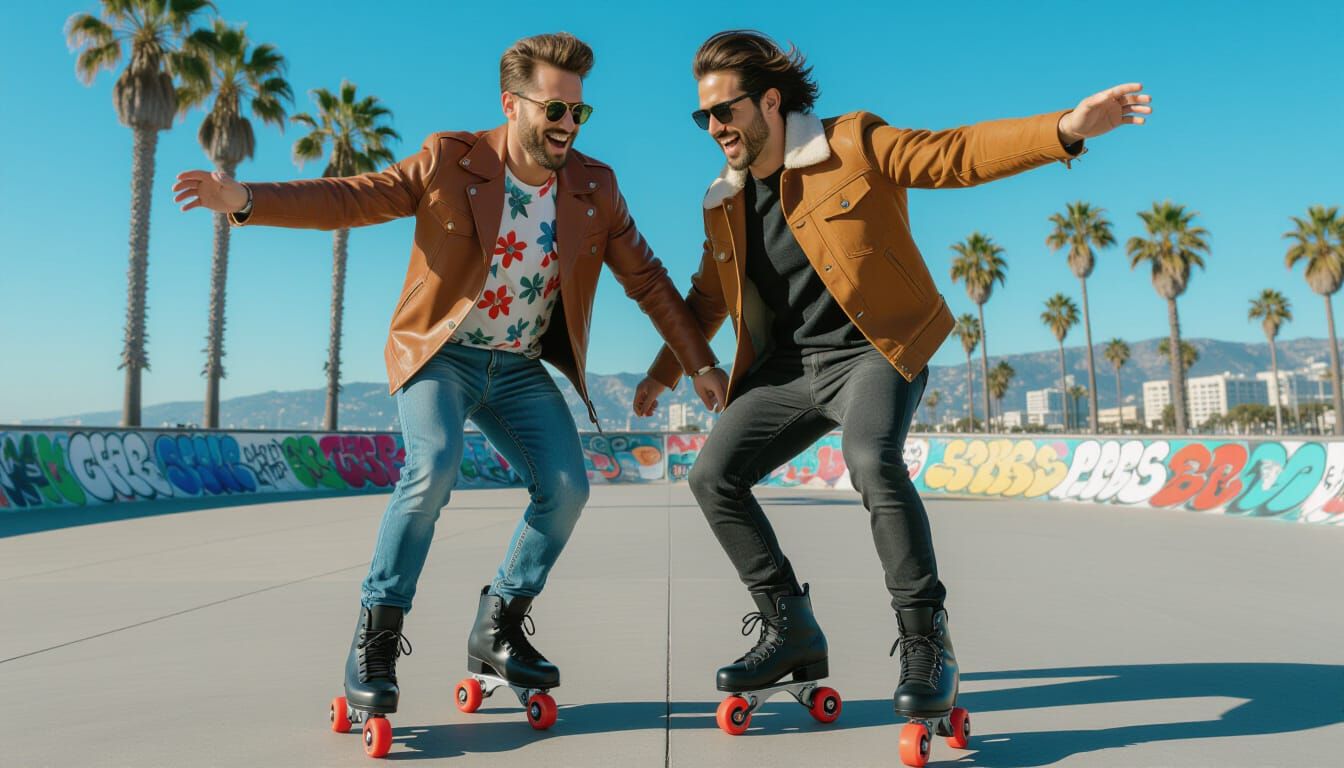 Men on Roller Skates in Venice Beach