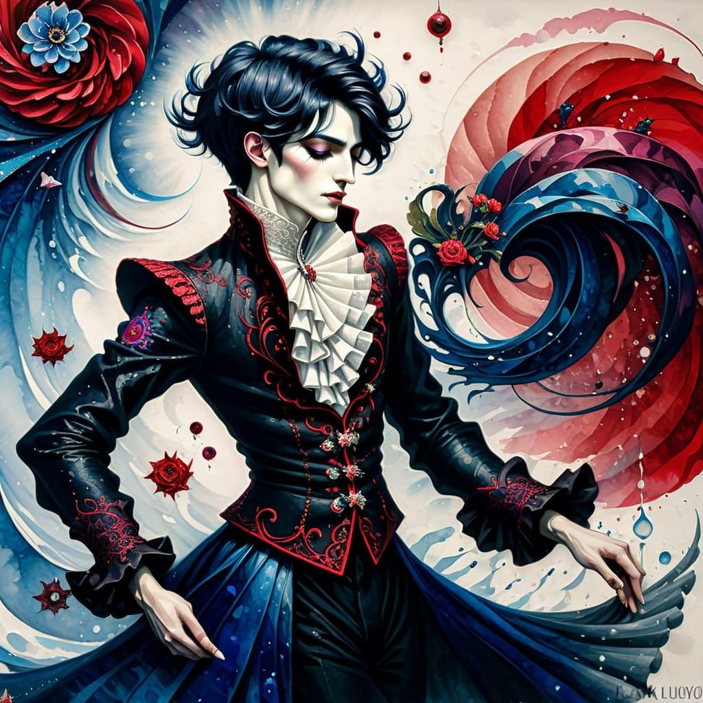 Whirling Dervish in Vibrant Abstraction