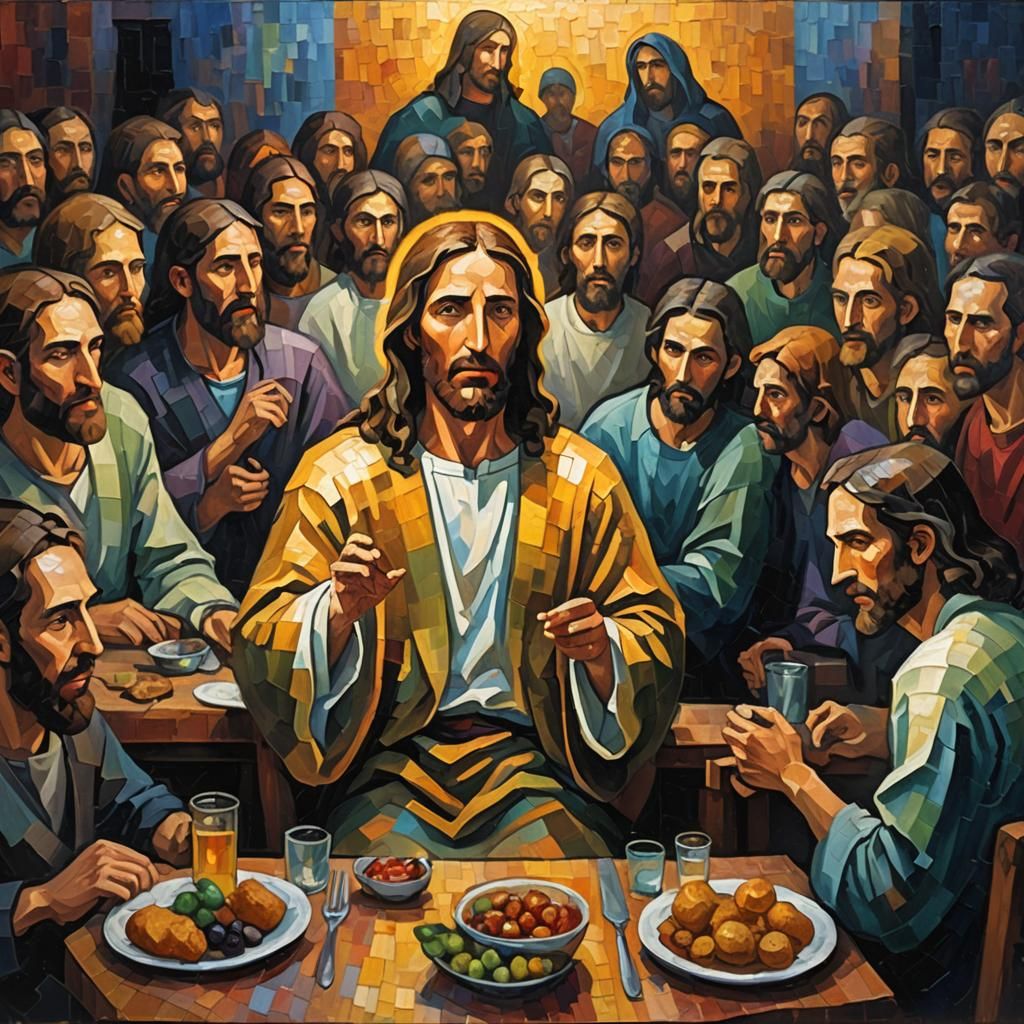 The Last Supper as Neo-Impressionist Oil Painting