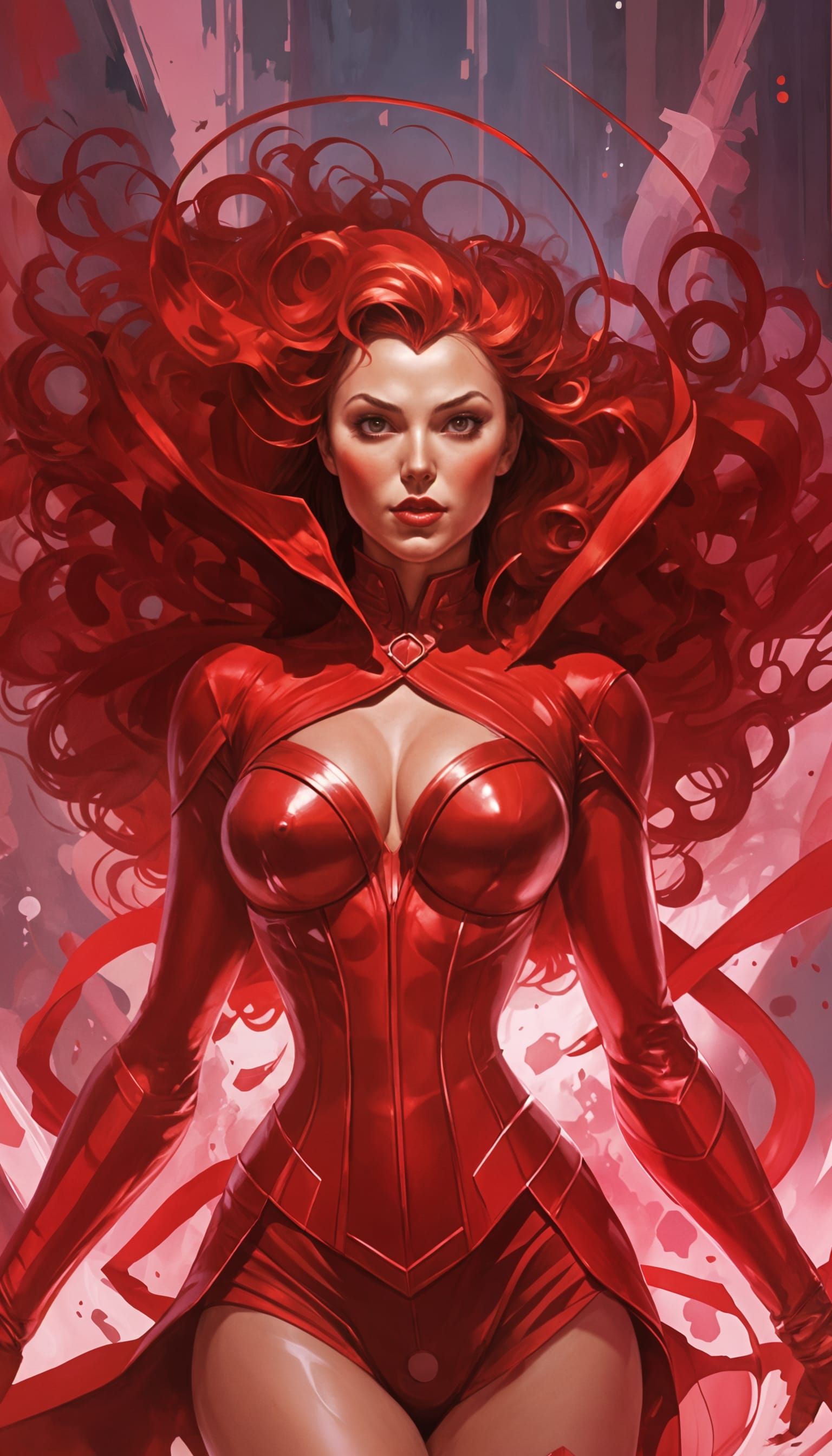 Scarlet Witch Hourglass Figure in Oil Painting