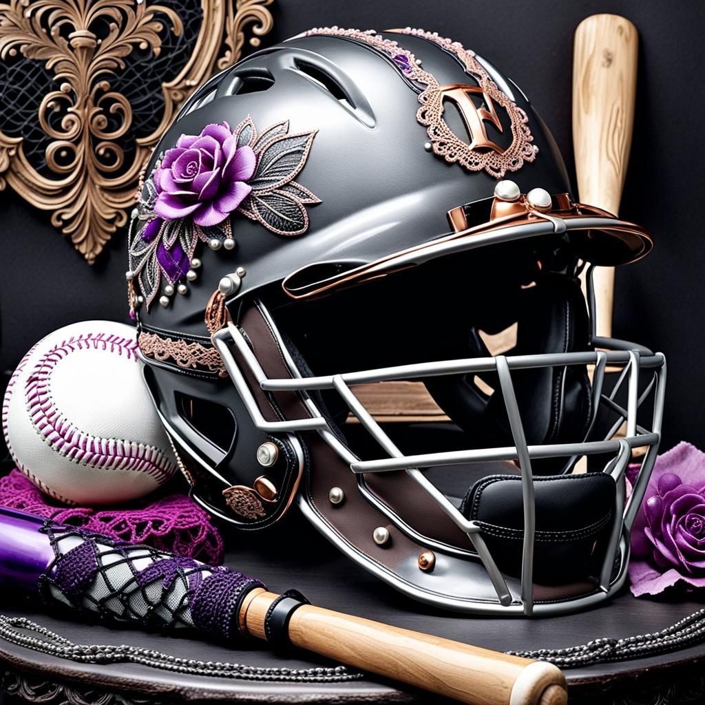 Baseball - Elaborate Batting Helmet With Jaw Guard - 2