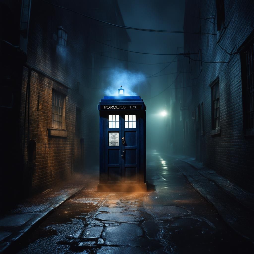 Quantum Grotesque TARDIS in Foggy Alley