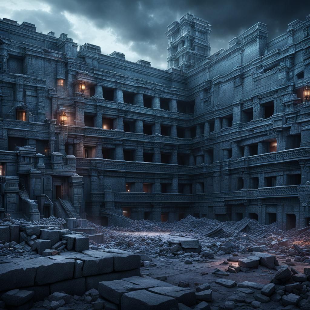 Violent Brick Impact in Digital Matte Painting