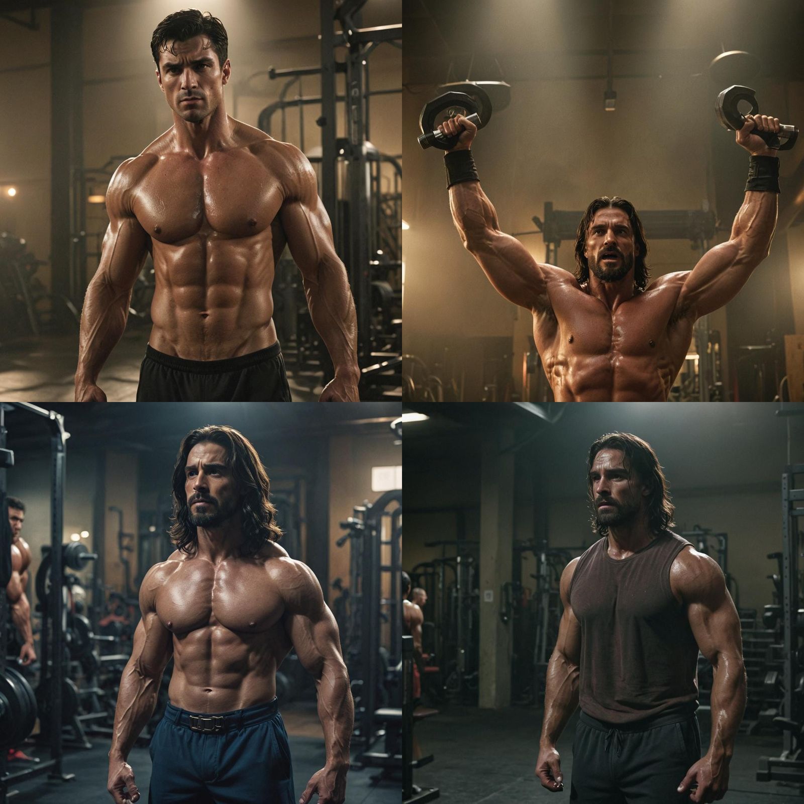 Photorealistic Muscular Jesus Superhero in Gym