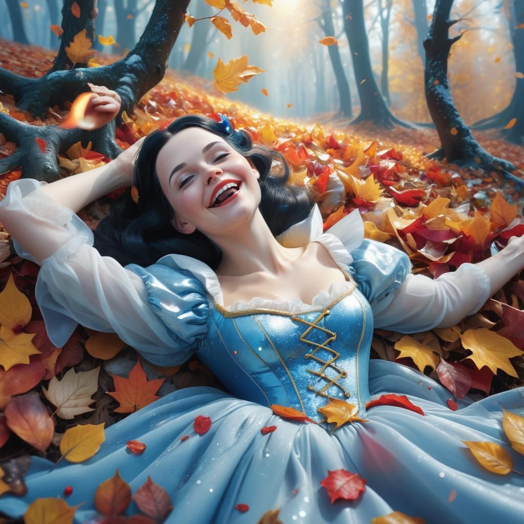 Snowwhite in Surreal Autumn Landscape: Digital Art