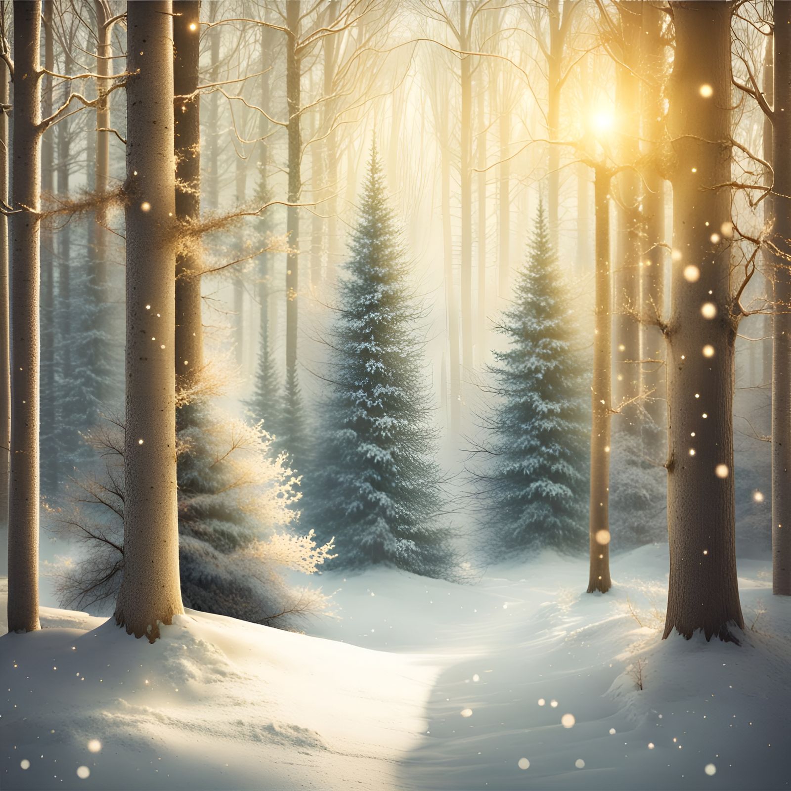 Sunny Christmas Forest Postcard with 'Missing You'