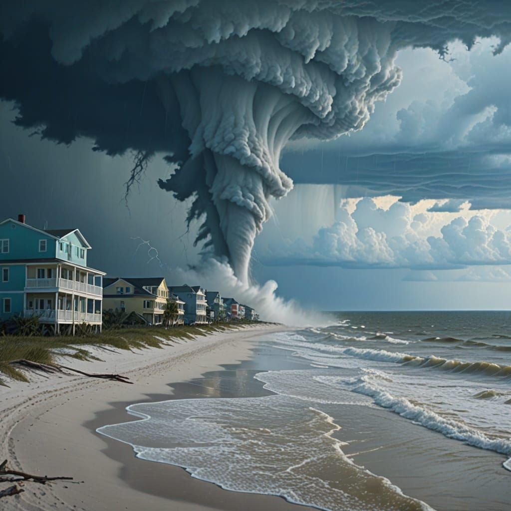 Devastating Waterspout in Biloxi Gulf, Ultra-Realistic