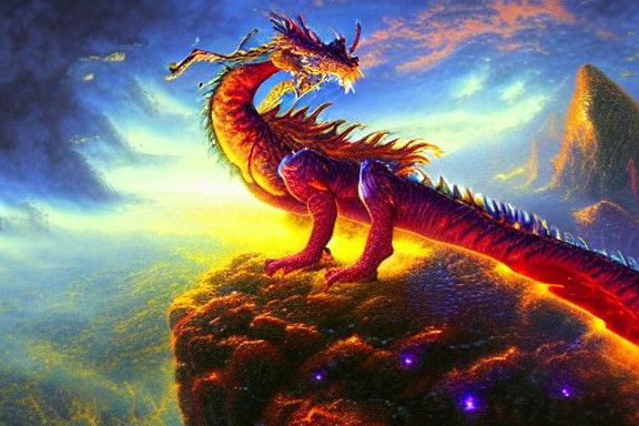 Fiery Dragon in Astral Matte Painting