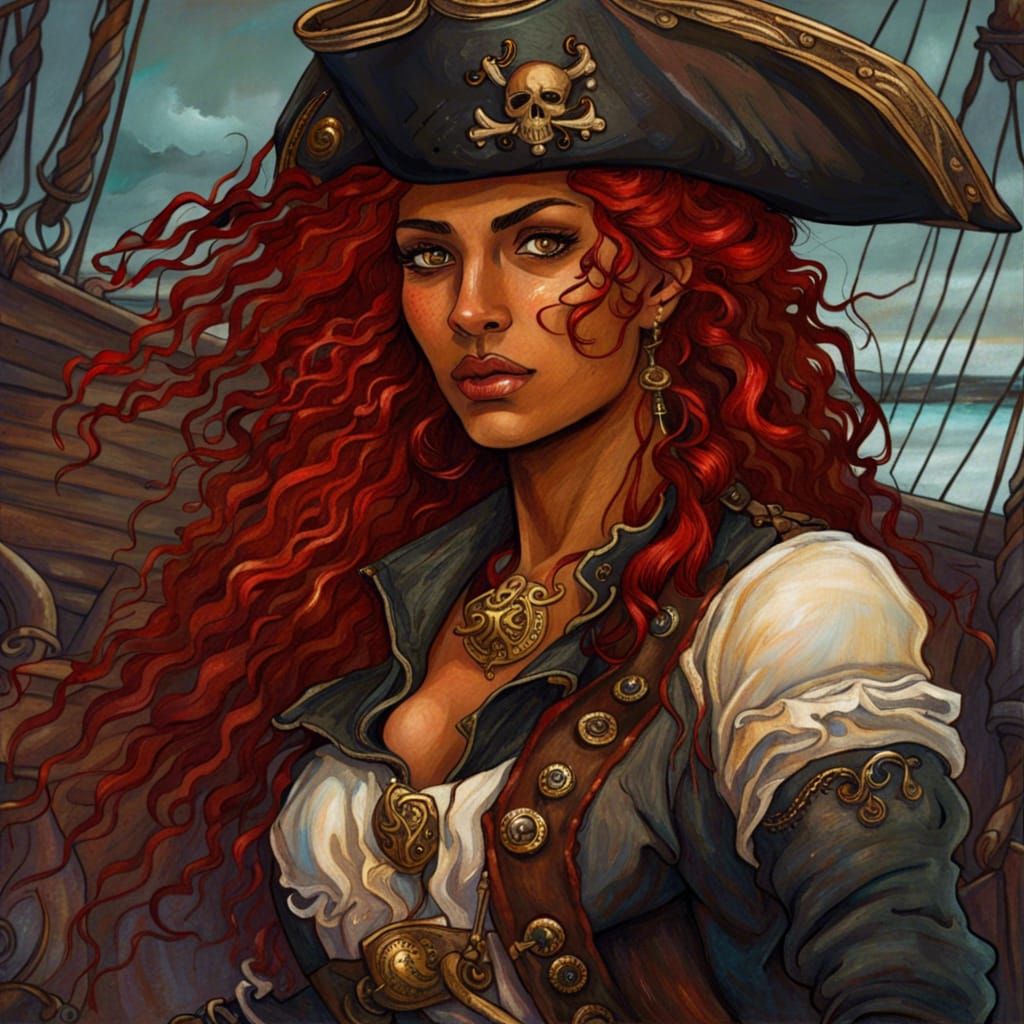 Imposing Portrait of a Female Pirate Captain