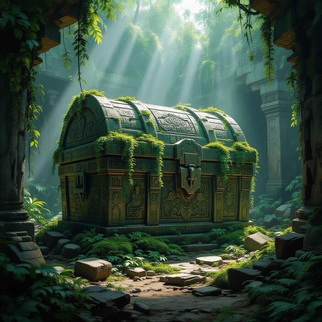 Ancient Stone Chest in Jungle Temple