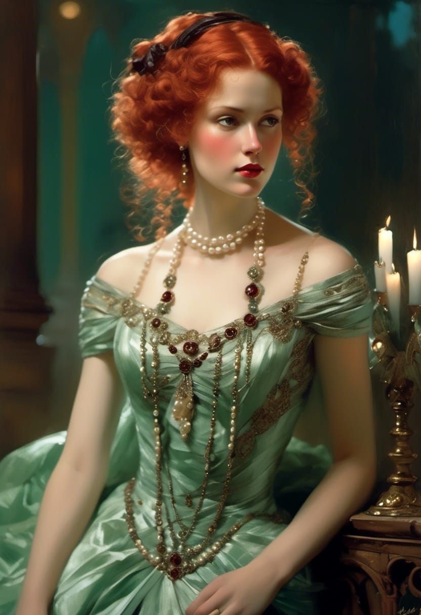 Elena the Vampiress in Pre-Raphaelite Style Gown