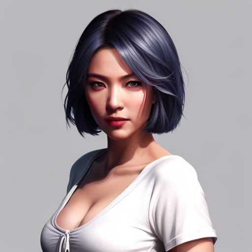 Hyperrealistic Portrait of a Beautiful Japanese Lady